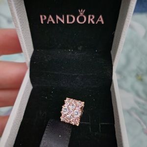 Pandora rose gold charm pink and white sparkle
